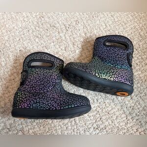 Bogs Kids' Black and Multicolor Leopard Boots